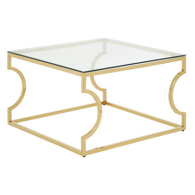 Gold Finish Coffee Table with Curved Frame