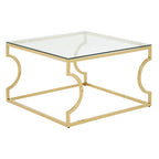 Gold Finish Coffee Table with Curved Frame