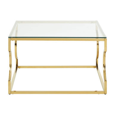 Gold Finish Coffee Table with Curved Frame