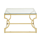 Gold Finish Coffee Table with Curved Frame