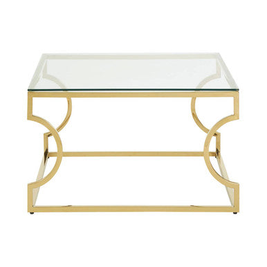 Gold Finish Coffee Table with Curved Frame