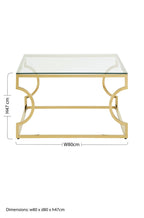 Gold Finish Coffee Table with Curved Frame