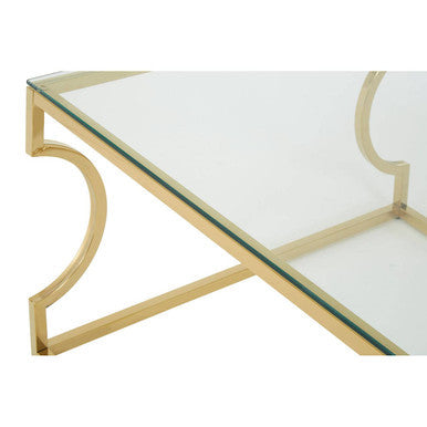 Gold Finish Coffee Table with Curved Frame