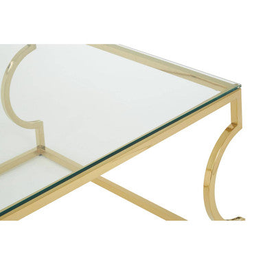 Gold Finish Coffee Table with Curved Frame