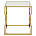 Clear Glass Side Table with Gold Finish Frame
