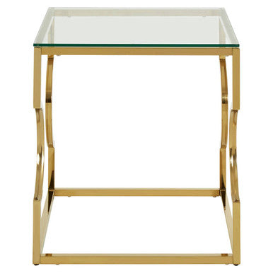 Clear Glass Side Table with Gold Finish Frame