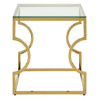 Clear Glass Side Table with Gold Finish Frame