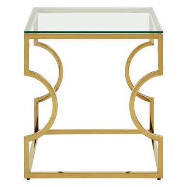 Clear Glass Side Table with Gold Finish Frame