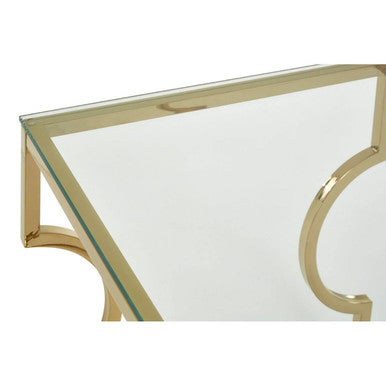 Clear Glass Side Table with Gold Finish Frame