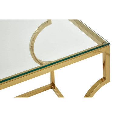 Clear Glass Side Table with Gold Finish Frame