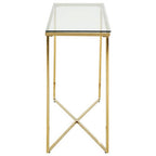 Clear Glass Console Table with Gold Finish Cross Frame