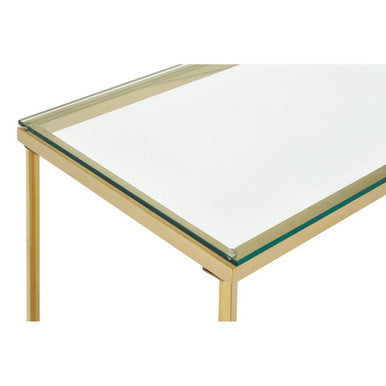 Clear Glass Console Table with Gold Finish Cross Frame