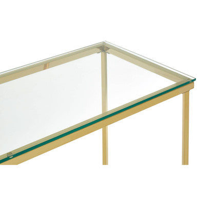 Clear Glass Console Table with Gold Finish Cross Frame