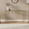 Clear Glass Console Table with Gold Finish Cross Frame
