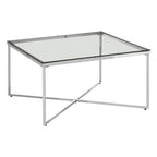 Silver Finish Square Coffee Table with Glass Top