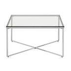 Silver Finish Square Coffee Table with Glass Top