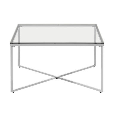 Silver Finish Square Coffee Table with Glass Top