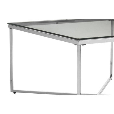 Silver Finish Square Coffee Table with Glass Top