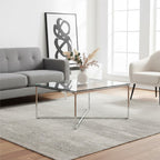 Silver Finish Square Coffee Table with Glass Top