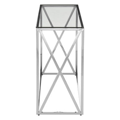 Silver Finish Rectangular Console Table