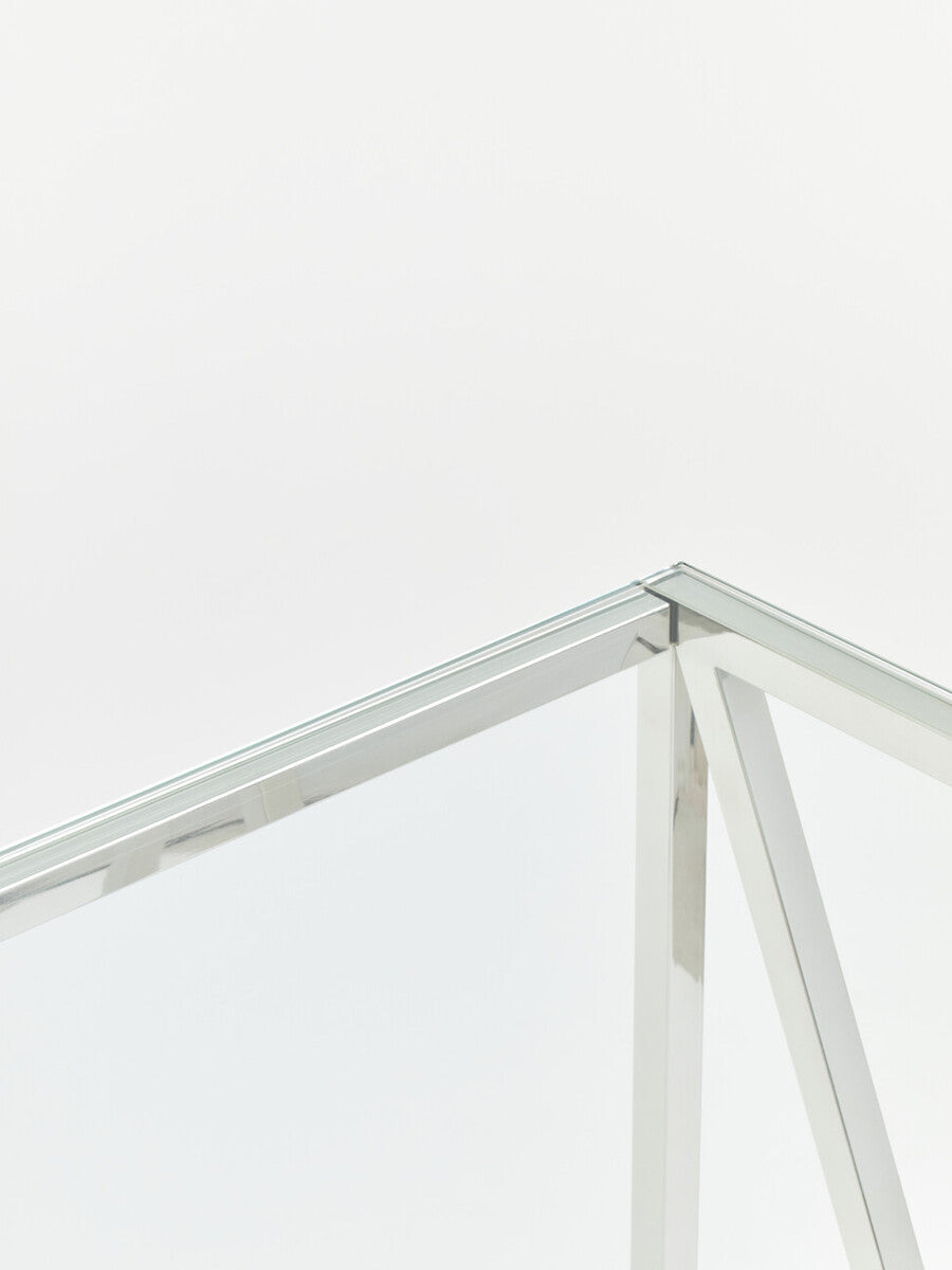 Silver Finish Rectangular Console Table