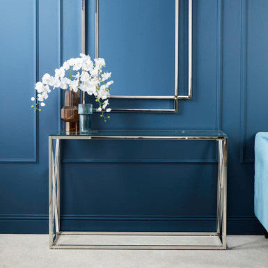 Silver Finish Rectangular Console Table