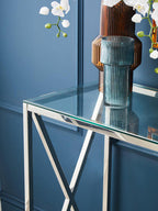 Silver Finish Rectangular Console Table