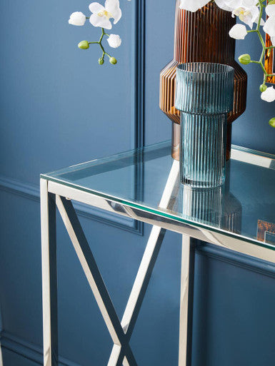Silver Finish Rectangular Console Table