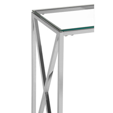 Silver Finish Rectangular Console Table
