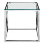 Silver Finish Square Side Table with Glass Top