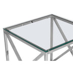 Silver Finish Square Side Table with Glass Top
