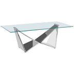 Silver Finish Rectangular Coffee Table with Wing Base
