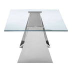 Silver Finish Rectangular Coffee Table with Wing Base