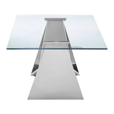 Silver Finish Rectangular Coffee Table with Wing Base