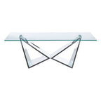 Silver Finish Rectangular Coffee Table with Wing Base