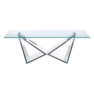 Silver Finish Rectangular Coffee Table with Wing Base