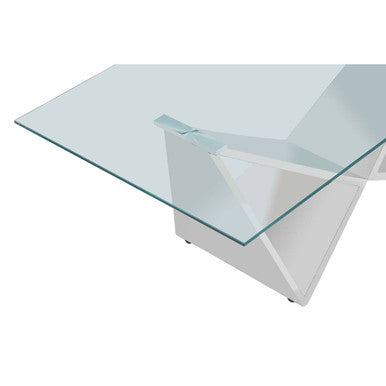 Silver Finish Rectangular Coffee Table with Wing Base