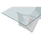 Silver Finish Rectangular Coffee Table with Wing Base