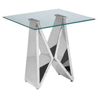 Clear Glass Side Table with Chrome Finish Frame