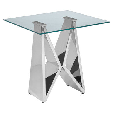Clear Glass Side Table with Chrome Finish Frame