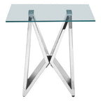 Clear Glass Side Table with Chrome Finish Frame