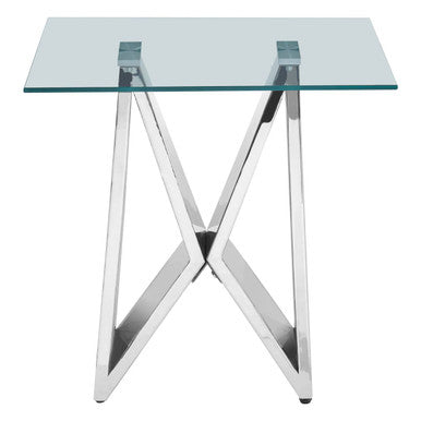 Clear Glass Side Table with Chrome Finish Frame