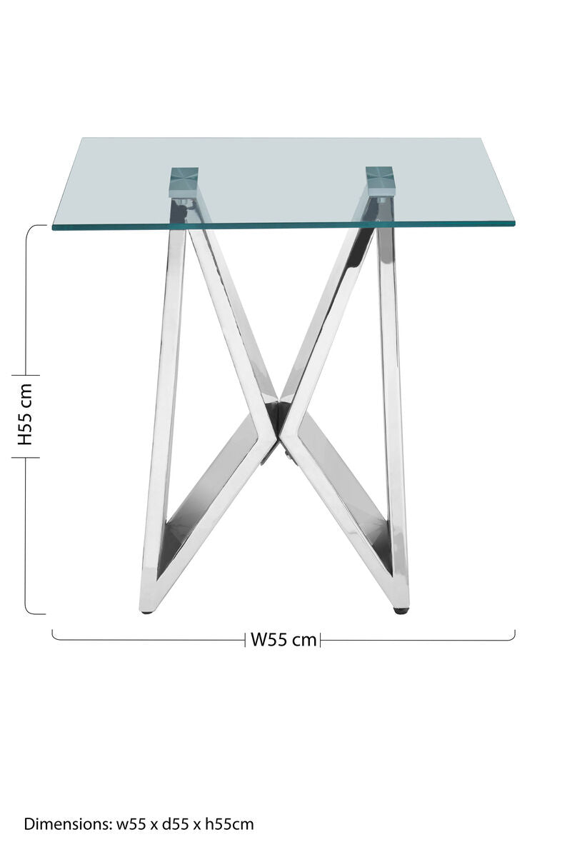 Clear Glass Side Table with Chrome Finish Frame