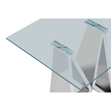 Clear Glass Side Table with Chrome Finish Frame