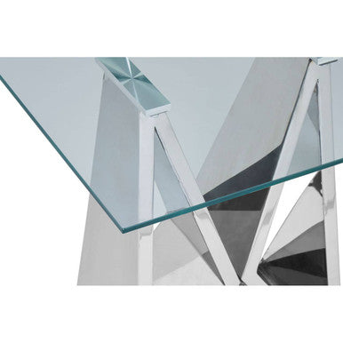 Clear Glass Side Table with Chrome Finish Frame