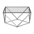 Silver Twist Design Large Coffee Table with Tempered Glass Top
