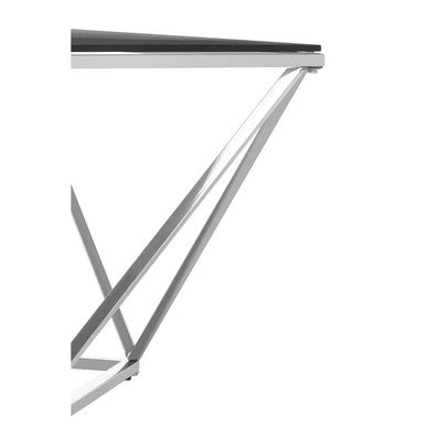 Silver Twist Design Large Coffee Table with Tempered Glass Top