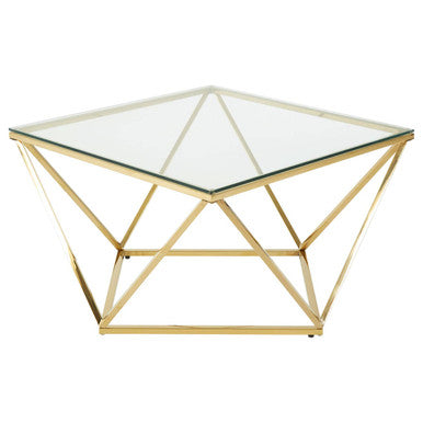 Gold Finish Coffee Table with Twist Design