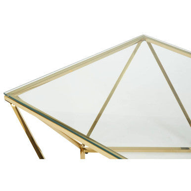 Gold Finish Coffee Table with Twist Design