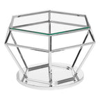 Clear Glass Coffee Table with Silver Finish Diamond Base